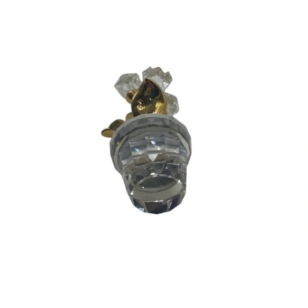 Swarovski Crystal Gold Tone Miniature Flower Pot Figurine